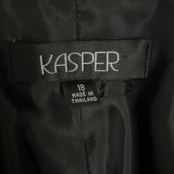 KASPER 100% LINEN GREY/BLACK 3/4 SLEEVE BLAZER SIZE 18‎ - Picture 12 of 13